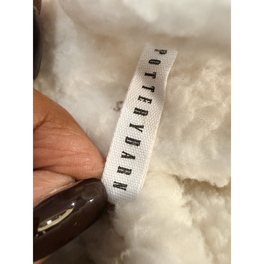 Pottery Barn Coziest Teddy Robe Small Ivory White Hooded Plush Fleece Belted - Picture 7 of 10